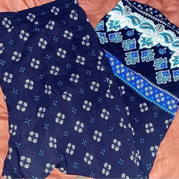 Loft Women’s Large Blue Patterned Pants - Picture 1 of 8